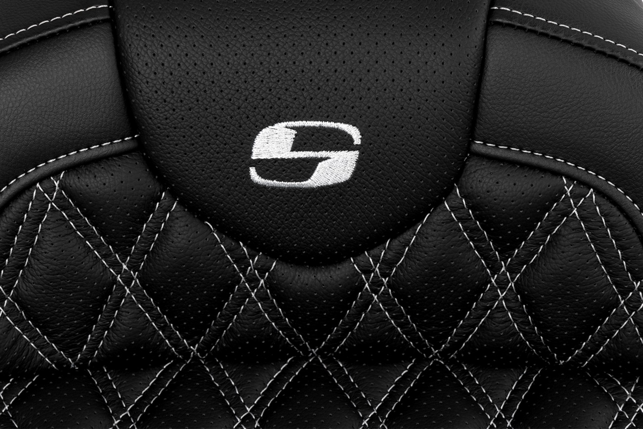 Saddlemen Roadsofa™ Seat - With Backrest - Silver Stitch - FL '08-'23