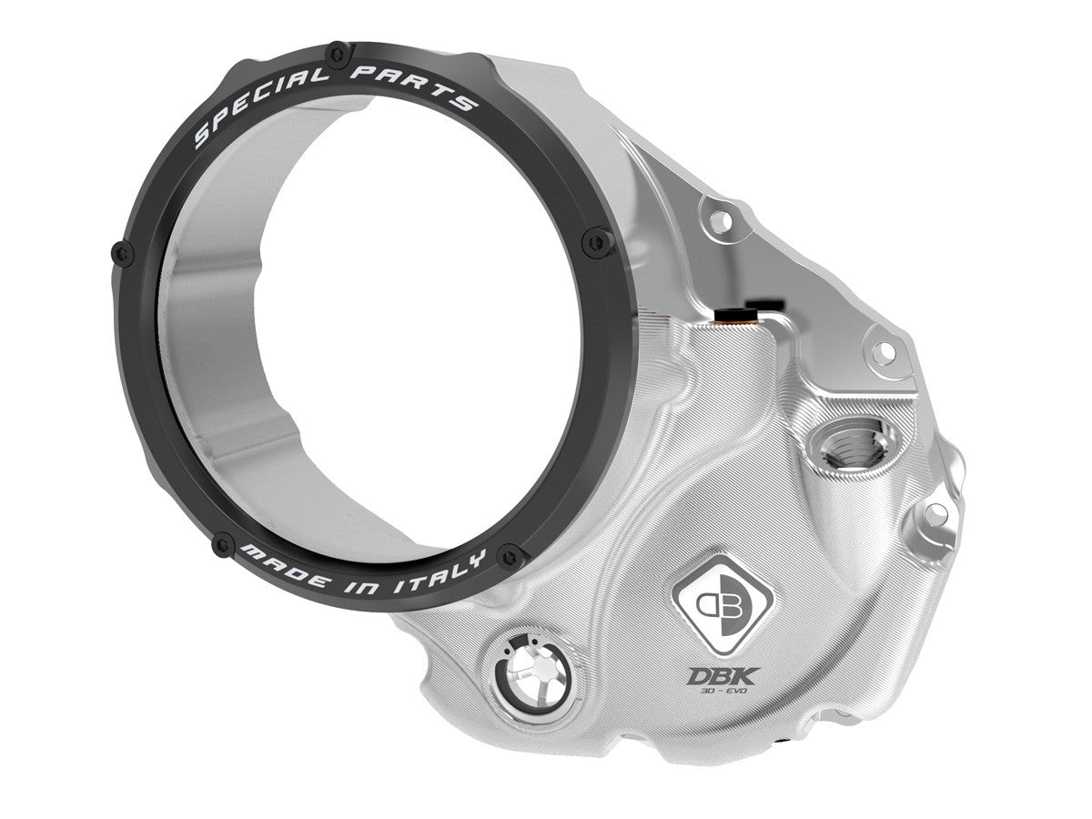 Ducabike DBK CCDV05 3D-EVO Clear Clutch Cover Oil Bath - SILVER-BLACK