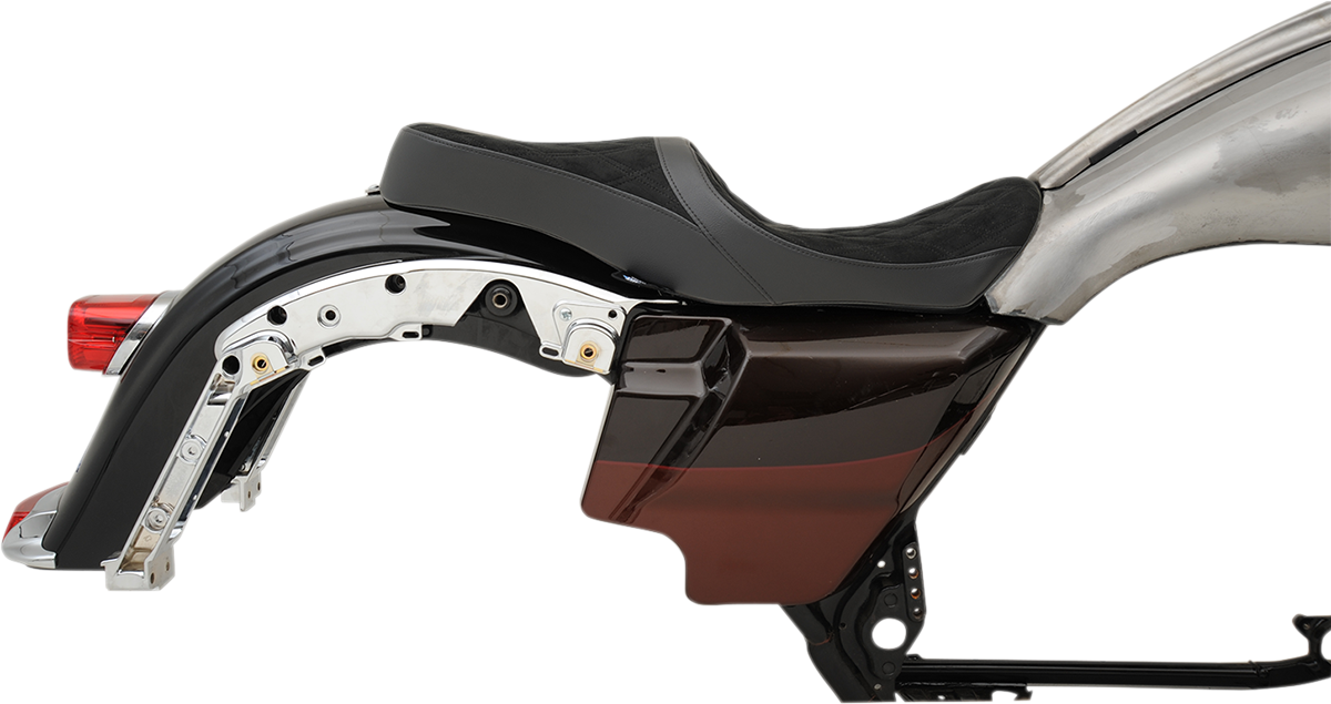 Drag Specialties Seats Low Touring Seat - Vinyl - Faux Suede Double Diamond - Yaffe Tanks - FL '08-'23
