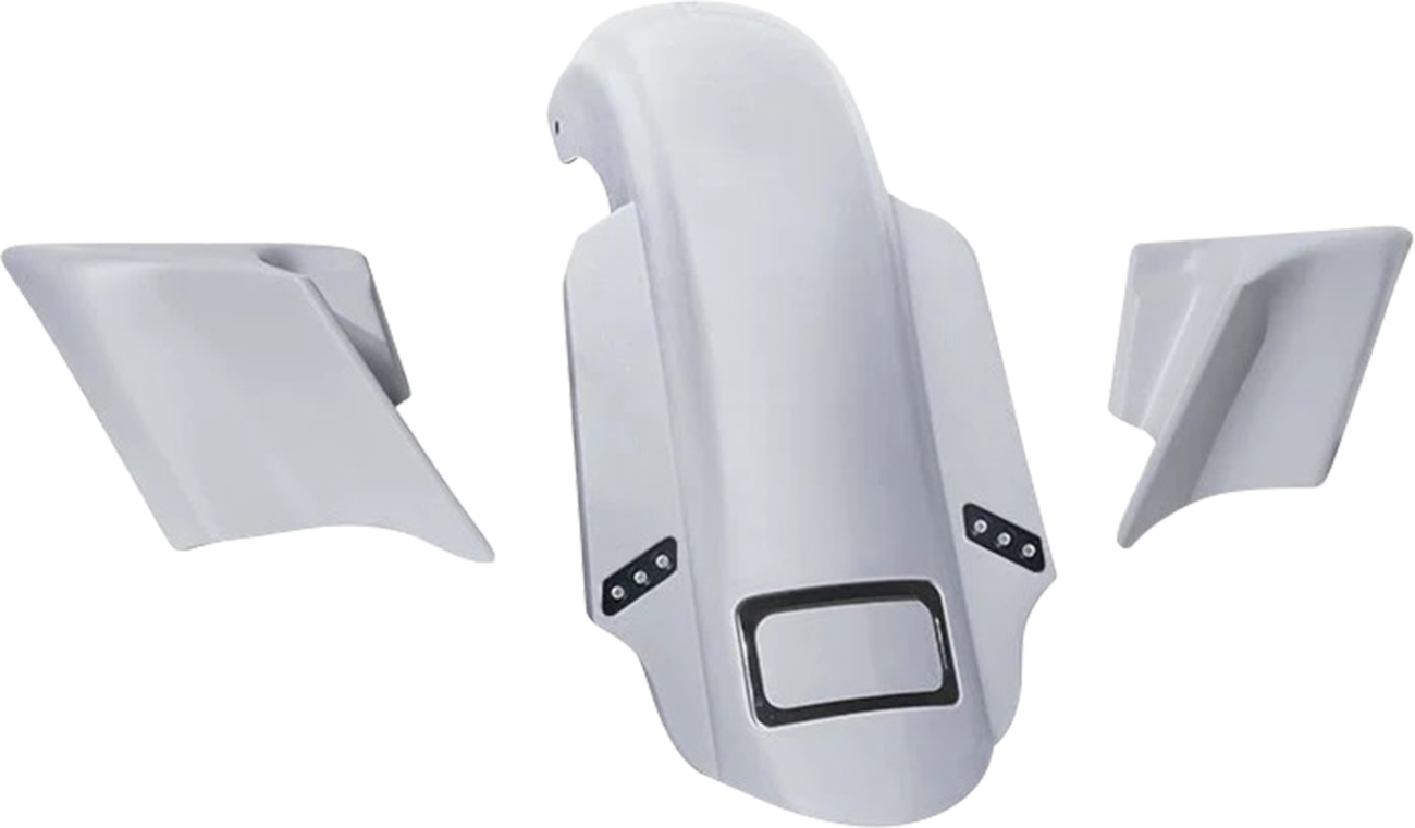 Paul Yaffe Bagger Nation Rear Fender Kit - With Side Covers - Black Plate Frame - Thunder Bolts