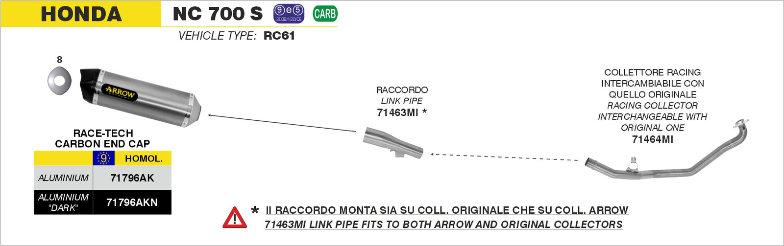 Arrow 71796AON Race-Tech Aluminium Dark Slip On - Assembly Diagram