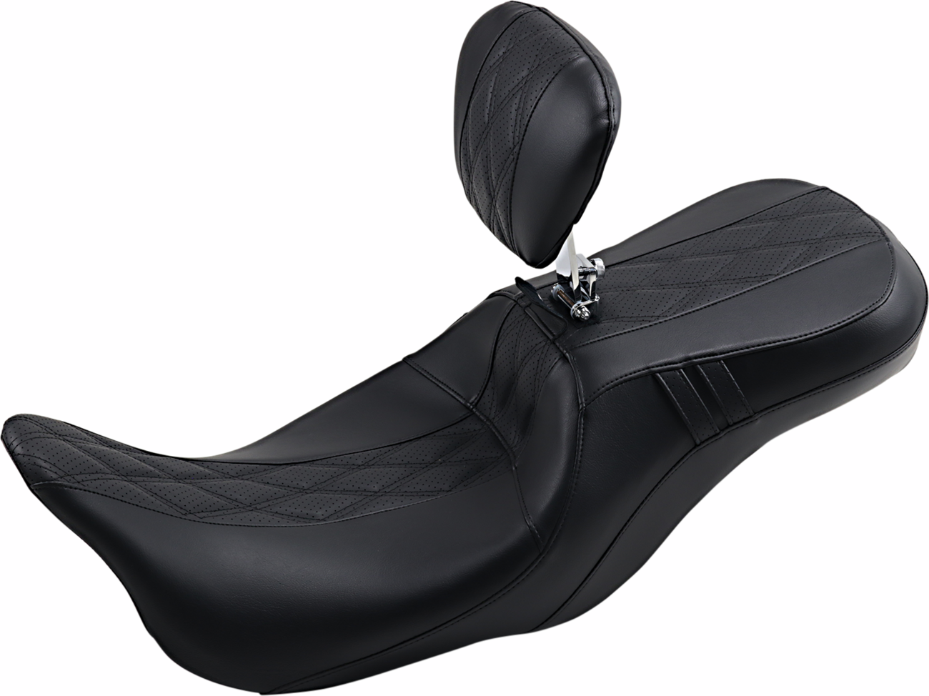 Le Pera Outcast GT Seat - 2-Up - With Backrest - Black Double Diamond - Perforated - FL '08-'22