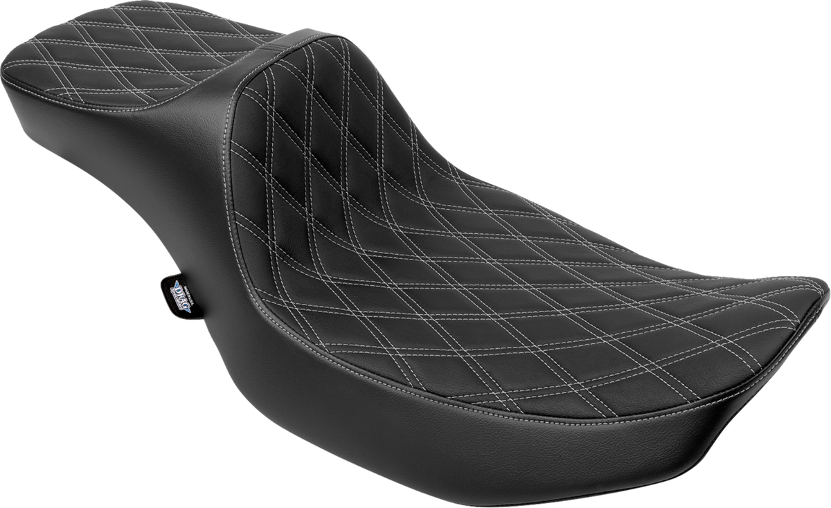 Drag Specialties Seats Extended Reach Predator III Seat - Double Diamond - Silver Stitching - Vinyl - FLH/FLT '23-'24