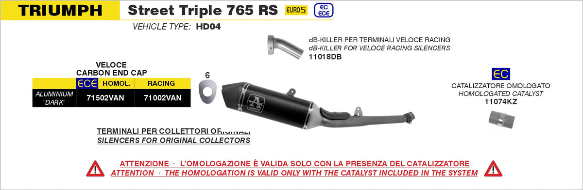 71002VAN Catalytic Homologated Full System With Veloce Aluminium Dark Slip On