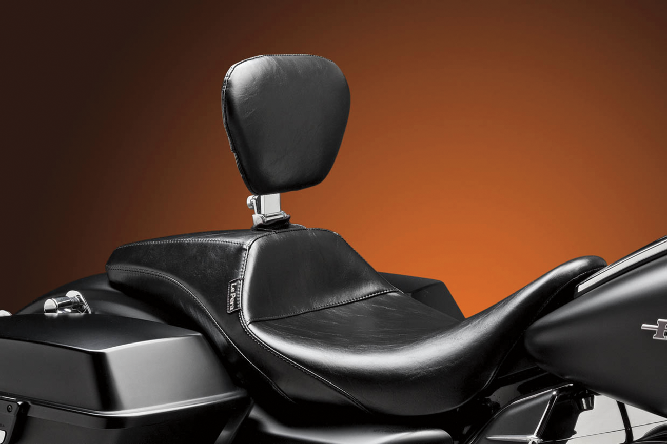 Le Pera Outcast Daddy Long Legs Seat - Full-Length - W/ Backrest - Smooth - Black - FL '08-'24