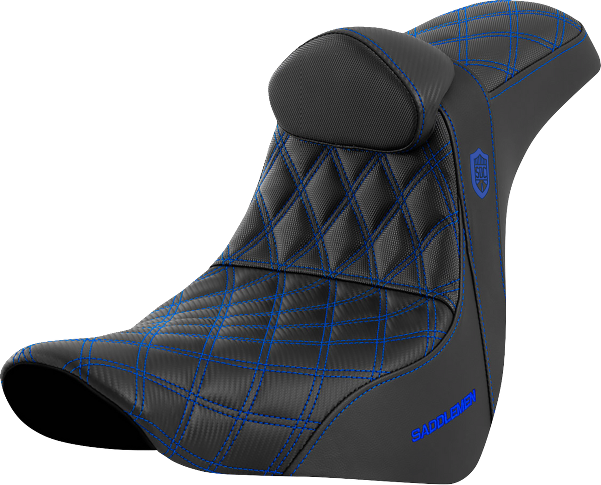 Saddlemen Pro Series SDC Performance Seat - W/ Backrest - Blue Stitch - FL/FX '18-'23