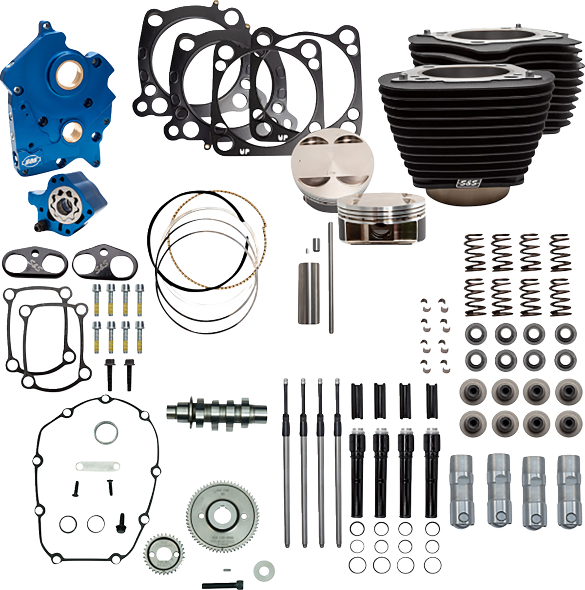 S&amp;S Cycle Power Pack - Oil Cooled - 550G - Wrinkle Black W/O Highlight - Black Pushrod Tubes - M8