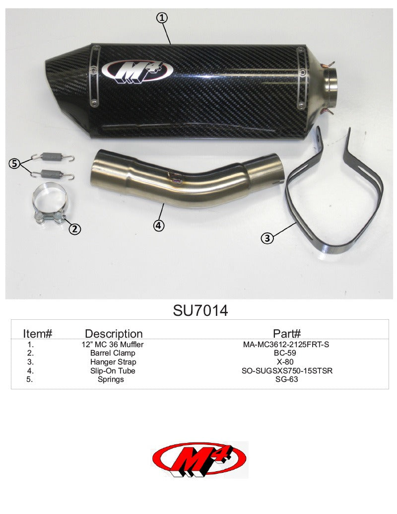 M4 Exhaust SU7014 Component Key