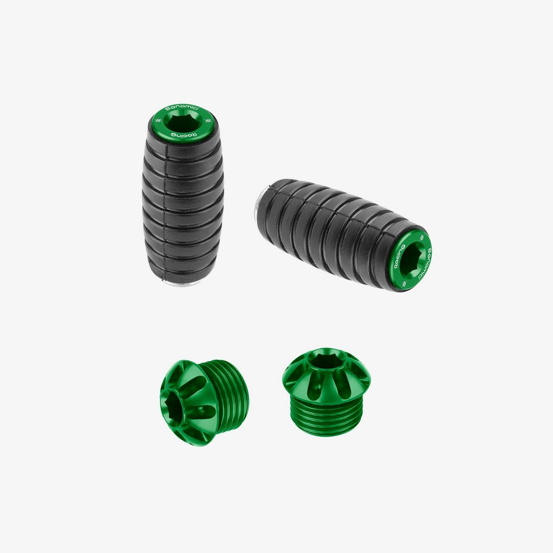 Bonamici Racing Pair Of Caps And Toe Pegs - Green