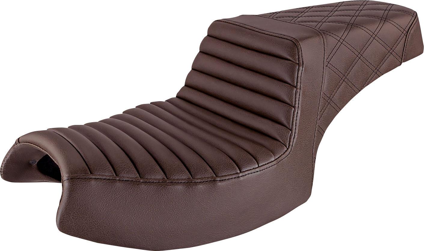 Saddlemen Step-Up Seat - Front Tuck-N'-Roll/Rear Lattice Stitch - Brown - Challenger