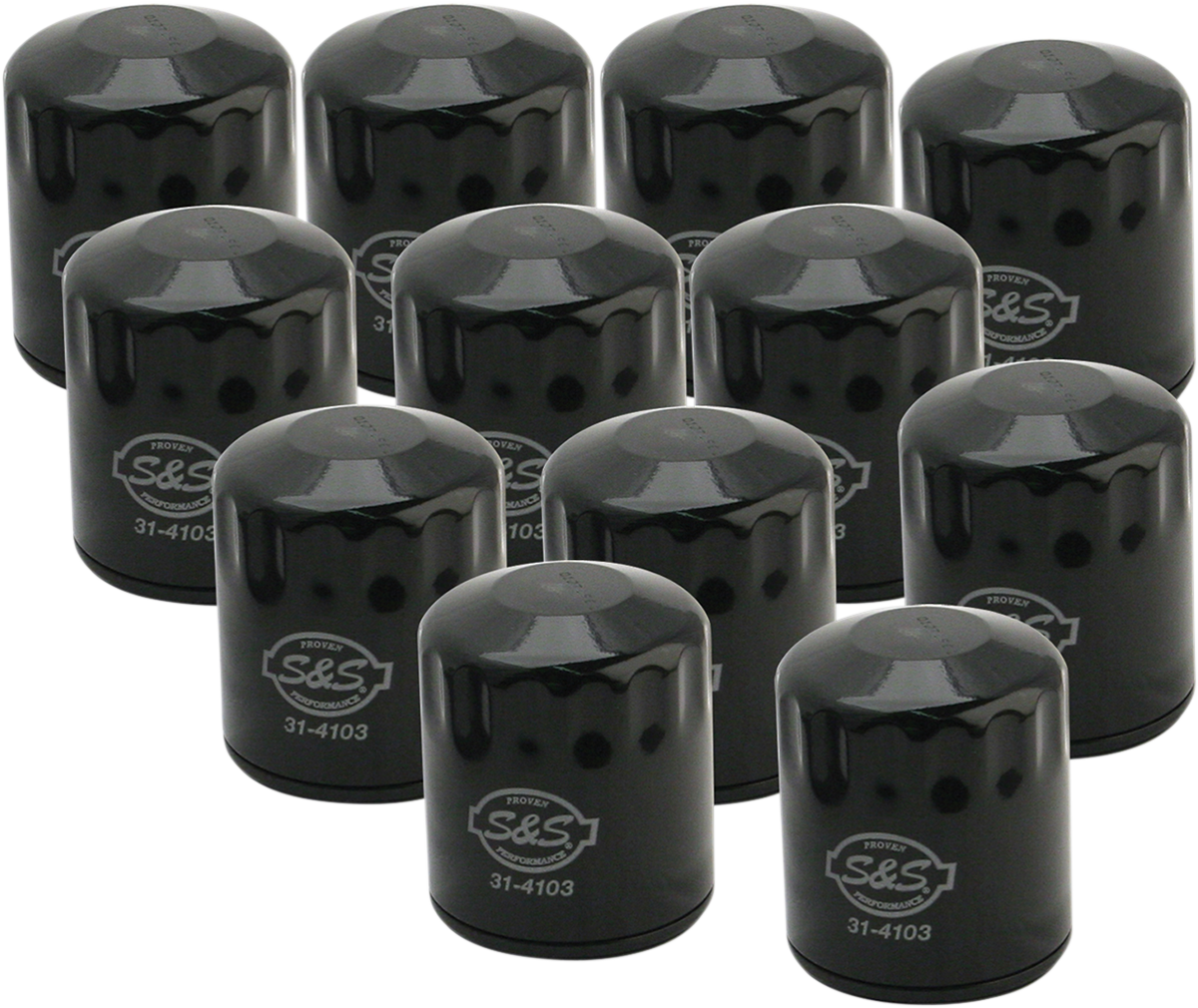 S&amp;S Cycle Oil Filters - Black - 12-Pack
