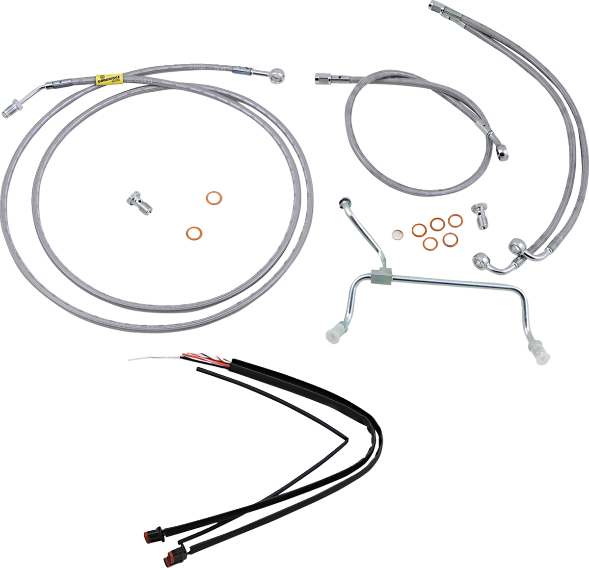 Burly Brand Complete Stainless Braided Handlebar Cable/Brake Line Kit - 13" Ape Hangers - '17-'20 FLH