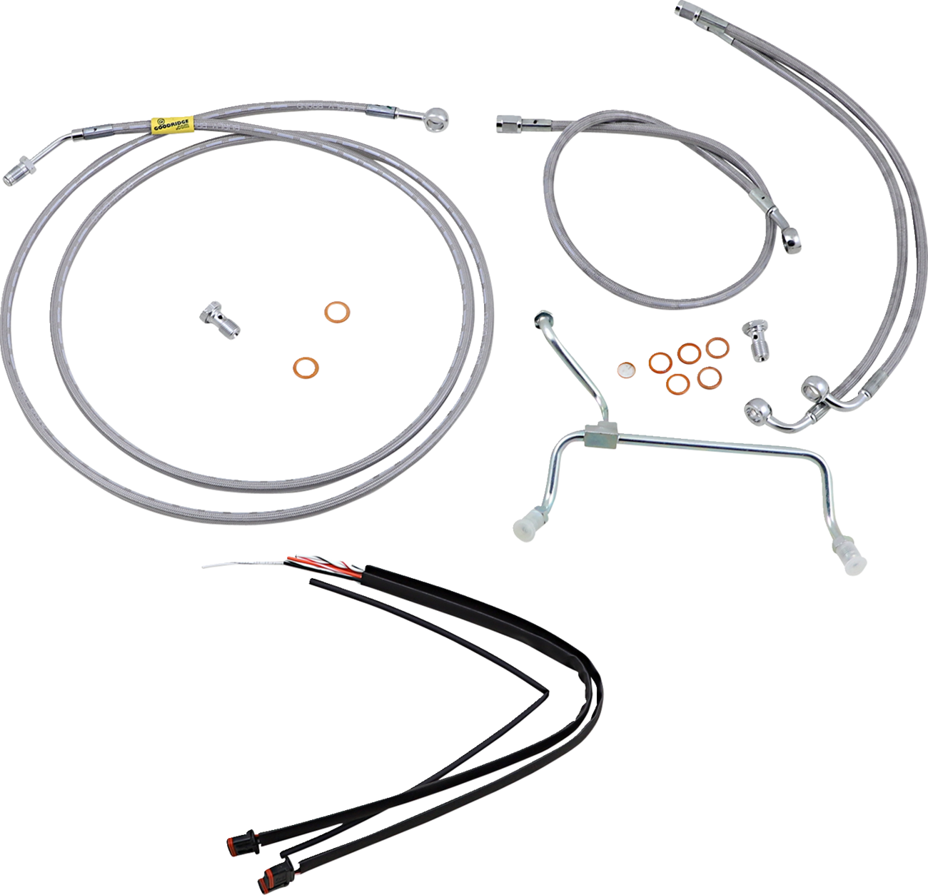 Burly Brand Complete Stainless Braided Handlebar Cable/Brake Line Kit - 13" Ape Hangers - '17-'20 FLH