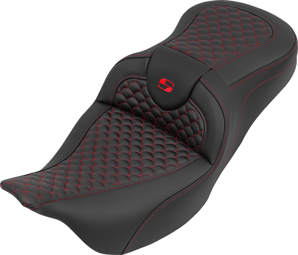 Saddlemen Roadsofa™ Seat - Without Backrest - Dragon Stitch - Red Stitch - FLH/FLT '08-'25