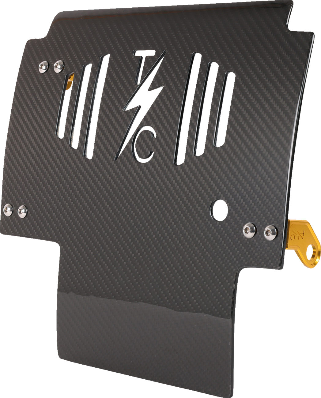 Thrashin Supply CO. Skid Plate - Carbon Fiber/Gloss - With Gold Brackets - FLHX/FLTRX