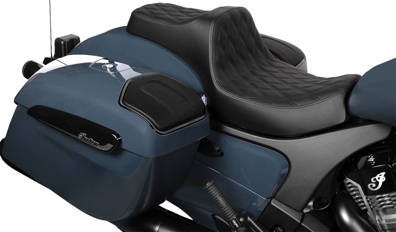 Drag Specialties Seats Predator III 2-Up Seat - Vinyl/Solar Leather - Double Diamond - Chieftain '25/Challenger '20-'25