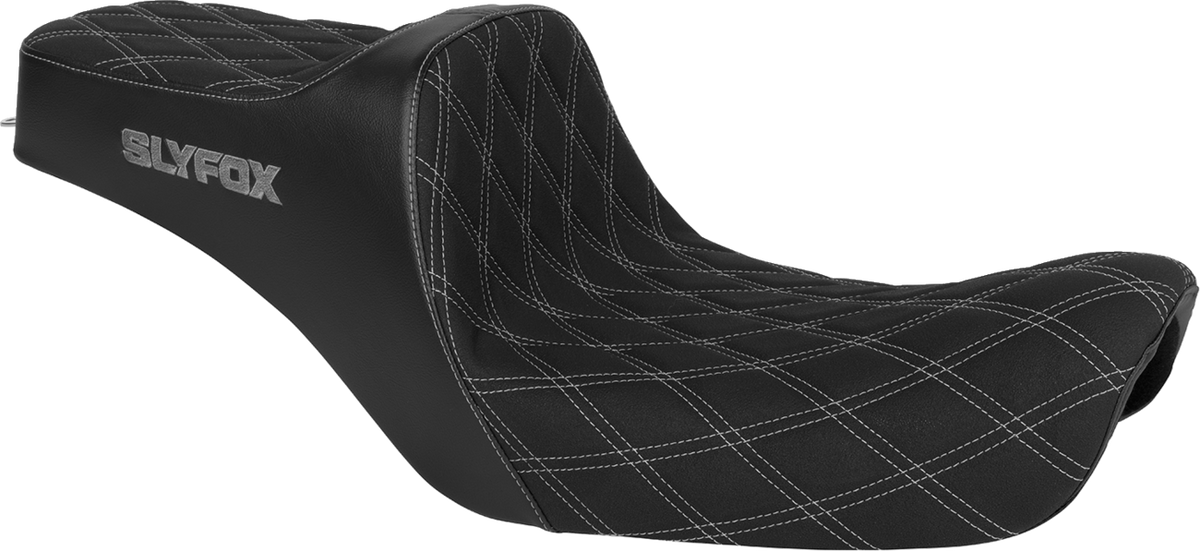 Slyfox High Noon Seat - Double Diamond - Silver Logo - Silver Stitch - FXD '96-'03