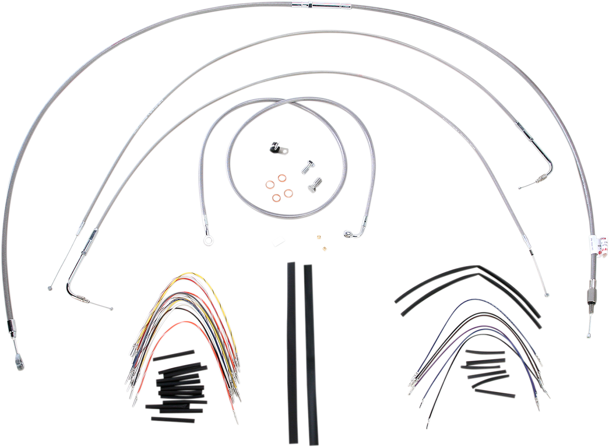 Burly Brand Complete Stainless Braided Handlebar Cable/Brake Line Kit - 16" Ape Hangers - '00-'06 FXST
