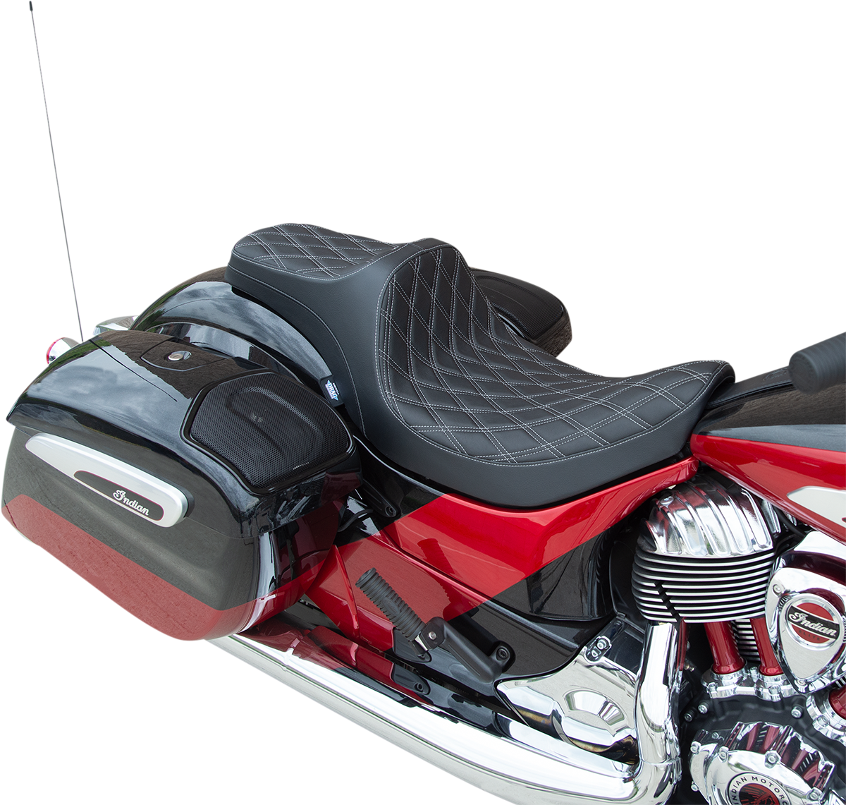 Drag Specialties Seats Predator III Seat - Double Diamond - Silver Stitching - Vinyl - Indian '14-'22