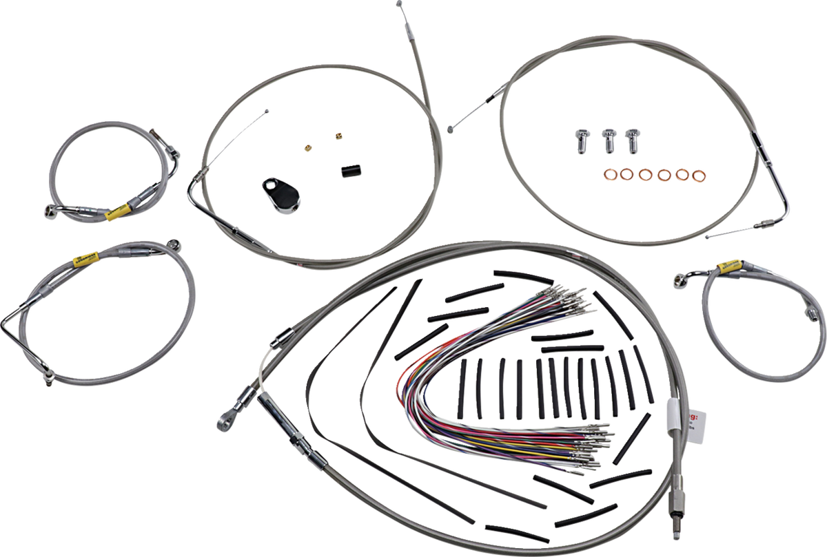 Burly Brand Control Kit For Early Touring Bikes With Bagger Bar Handlebars - 13" - Non-Cruise - Stainless