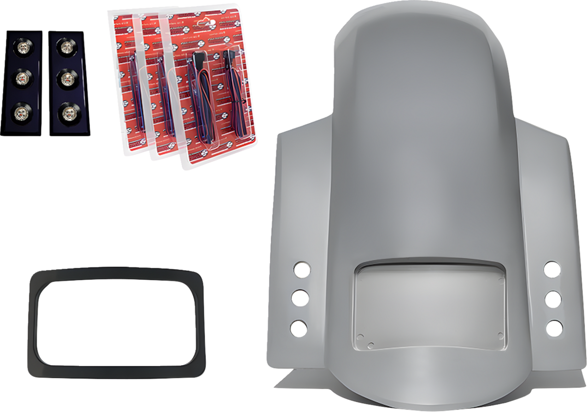 Paul Yaffe Bagger Nation Short Rear Fender - Sport - With Black Plate Frame - Thunder-Pod Taillight