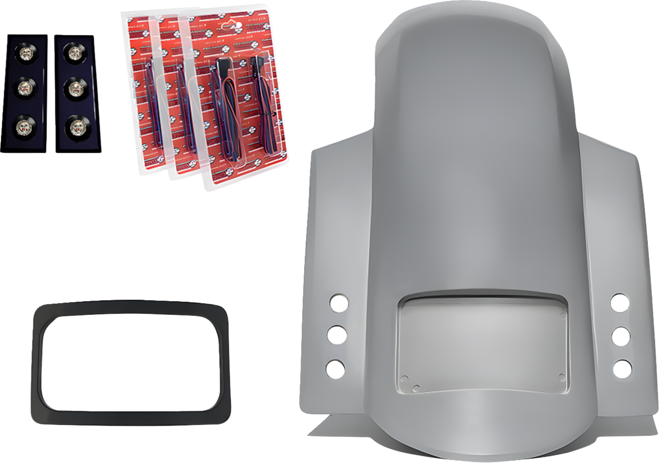 Paul Yaffe Bagger Nation Short Rear Fender - Sport - With Black Plate Frame - Thunder-Pod Taillight