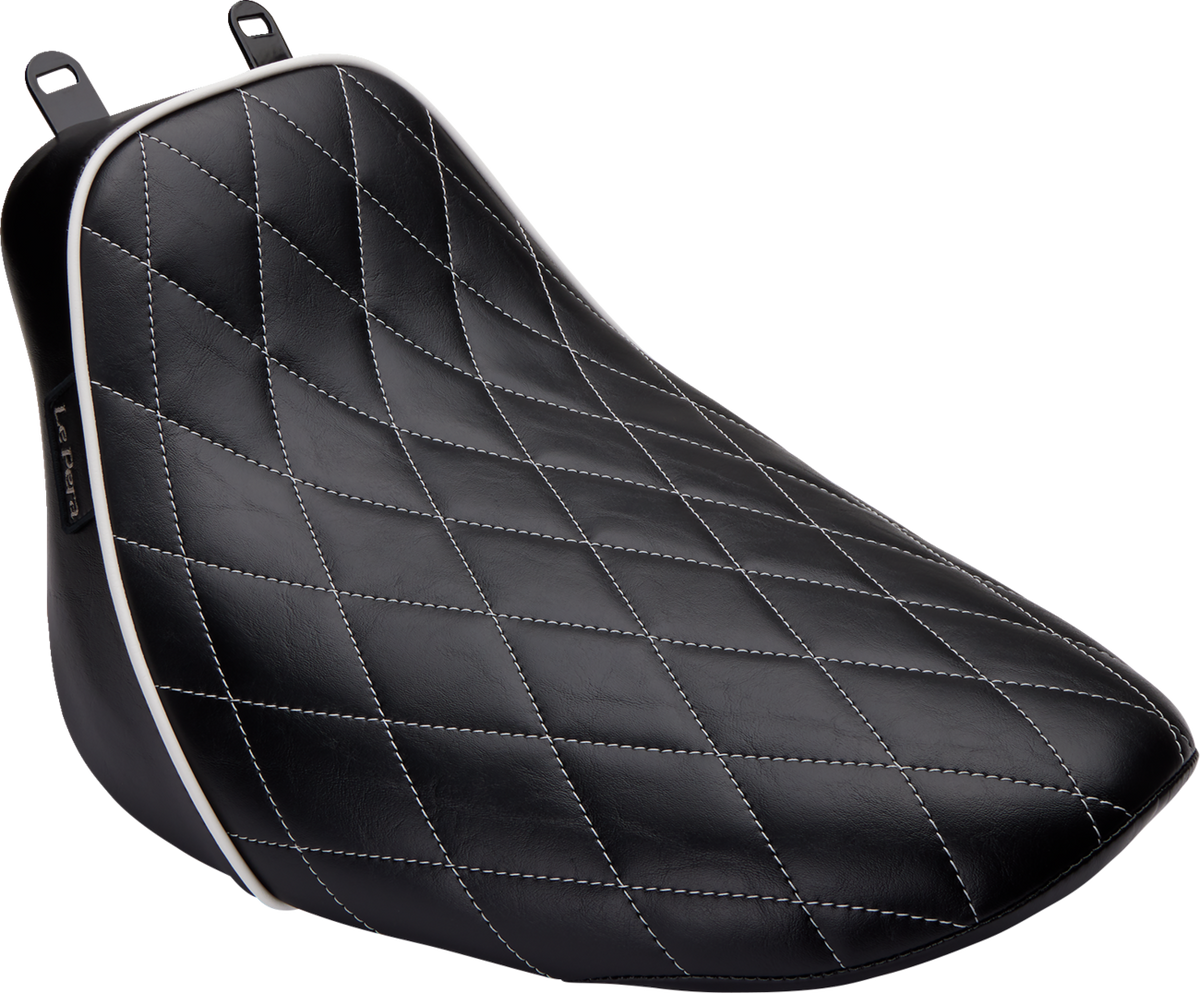 Le Pera Bare Bones Solo Seat - Diamond Stitch W/ White Stitching/Piping - Black - Softail '18-'23