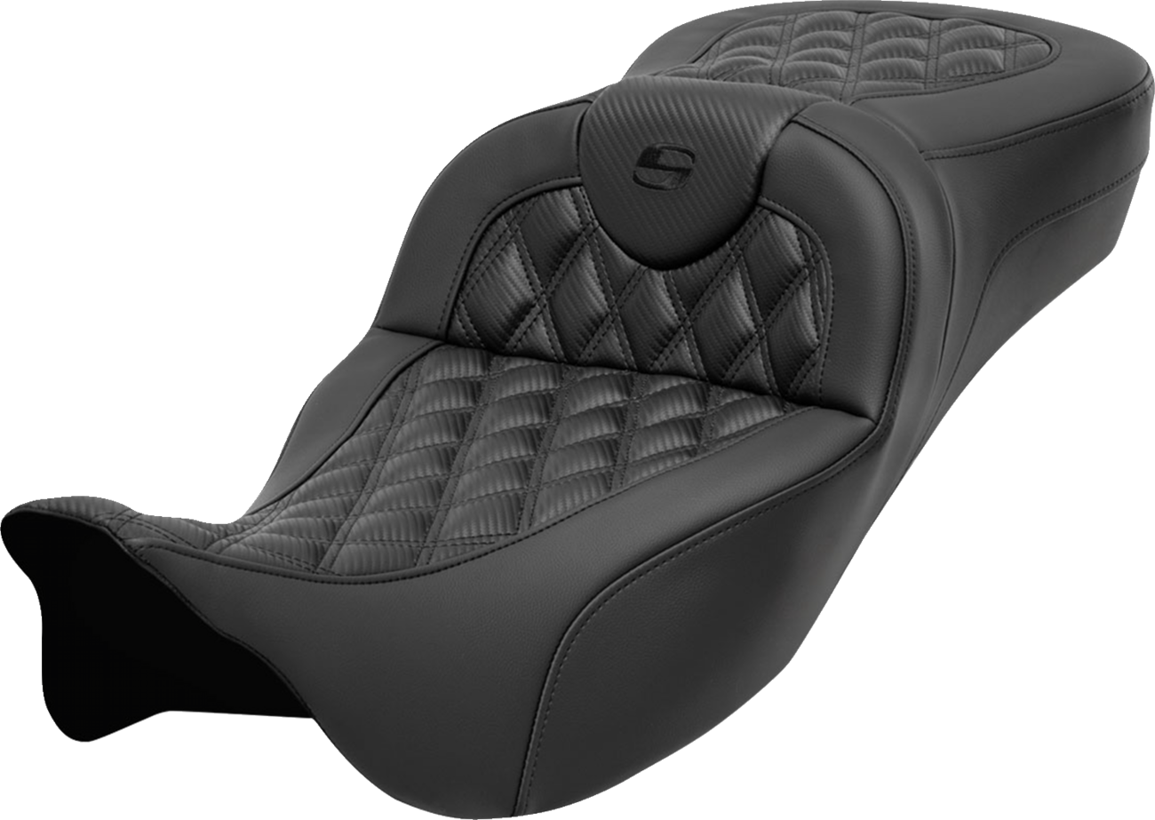 Saddlemen Roadsofa™ Extended Reach Seat - Without Backrest - Lattice Stitch - Carbon Fiber - FL '08-'24