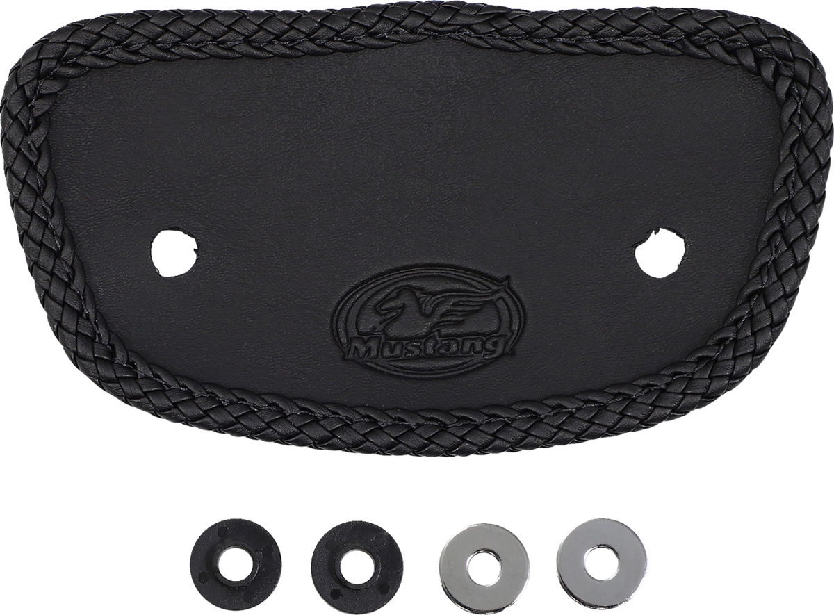 Mustang Wide Solo Seat - With Backrest - Black - Studded W/ Concho - FLH/FLT '08-'25