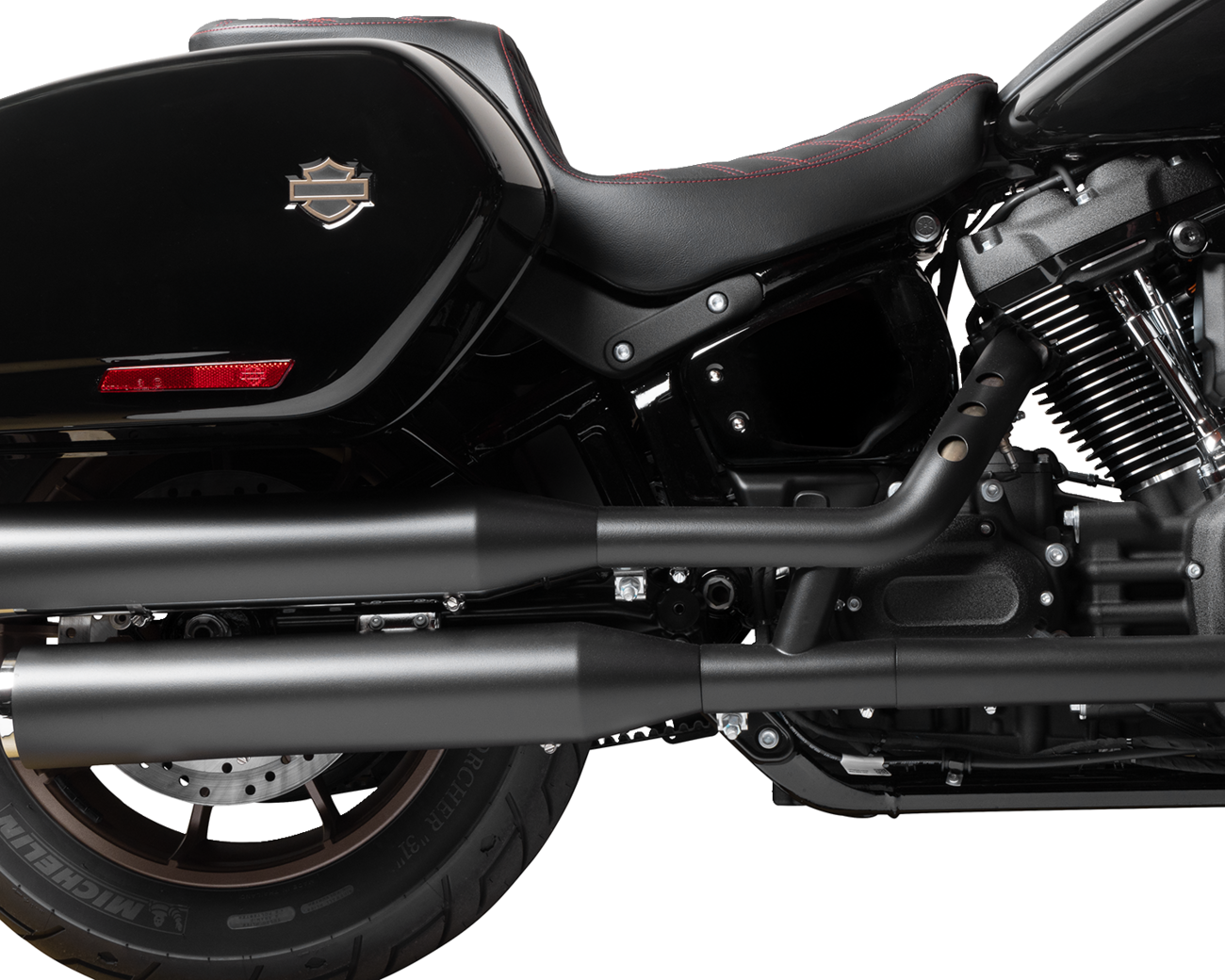 Drag Specialties Seats Predator 2-Up Seat - Vinyl - Double Diamond - Red Stitching - FLSB/FXLRS '18-'24