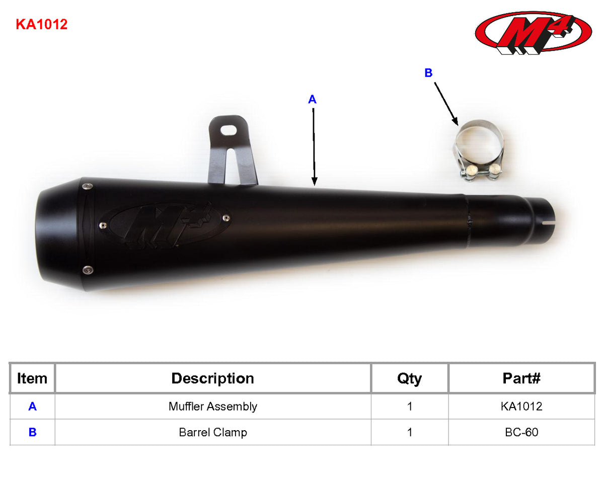 M4 Exhaust KA1012 Component Key