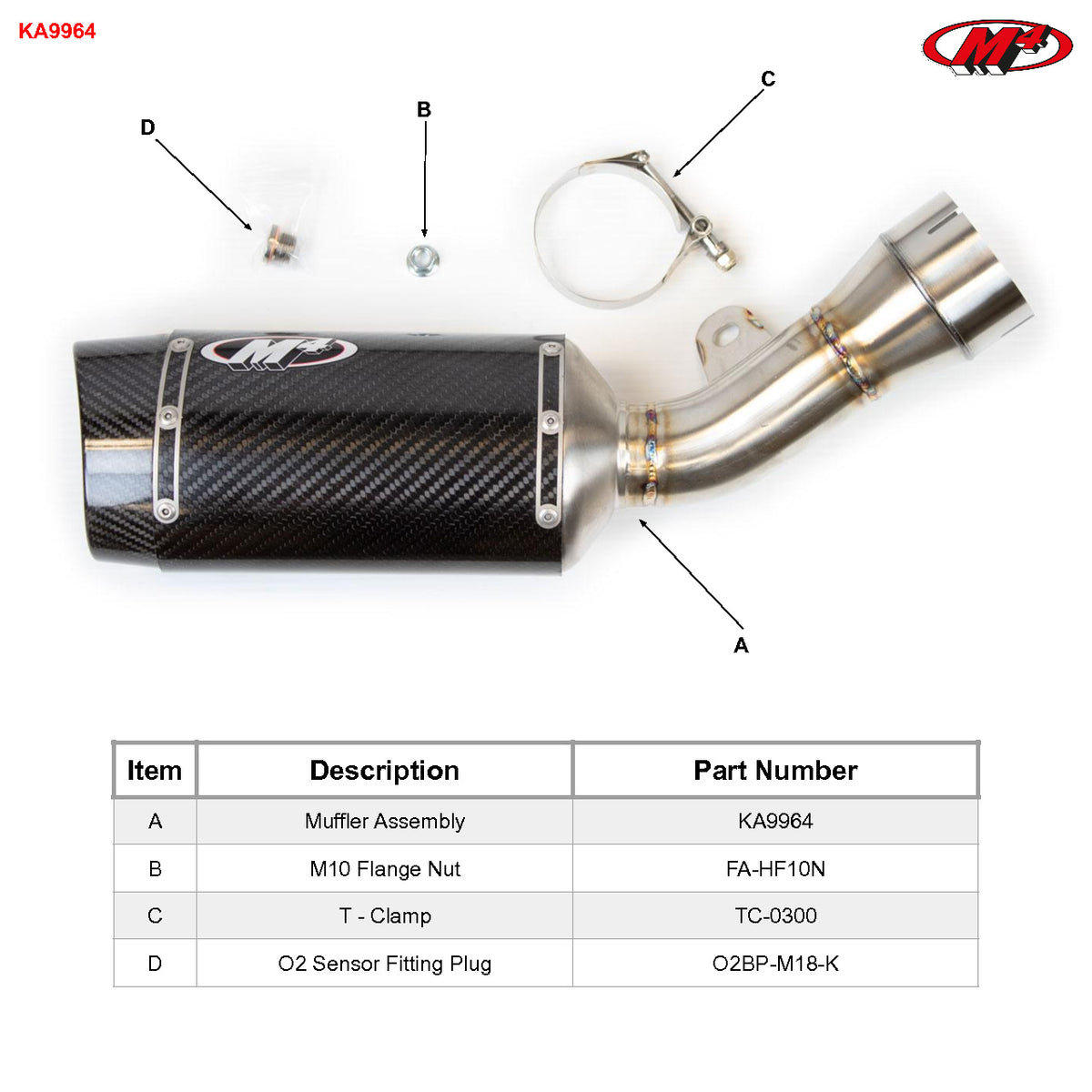 M4 Exhaust KA9964 Component Key