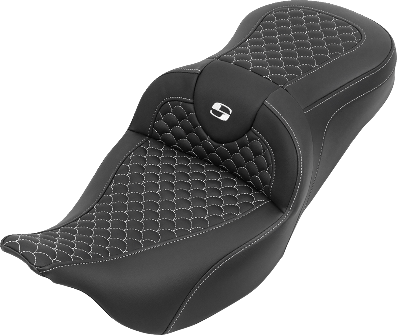 Saddlemen Roadsofa™ Seat - Without Backrest - Dragon Stitch - White Stitch - FLH/FLT '08-'25