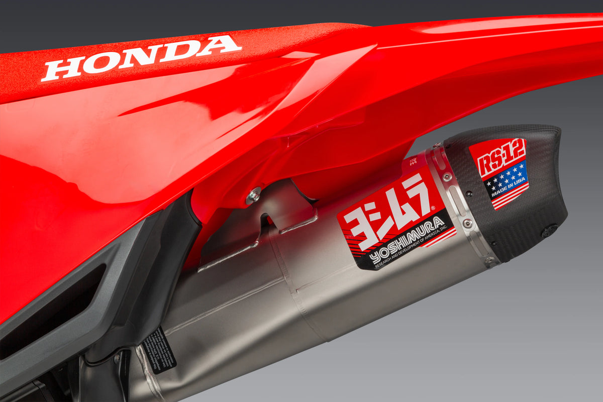 Yoshimura CRF450R/RX 2021-2024 / CRF450R-S 2023-2024 RS-12 Stainless Full Exhaust, W/ Stainless Muffler