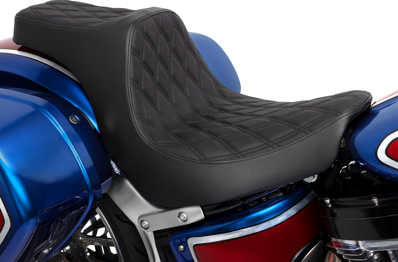 Drag Specialties Seats Predator III 2-Up Seat - Vinyl - Double Diamond - Black Stitching - FL/FX '18-'24