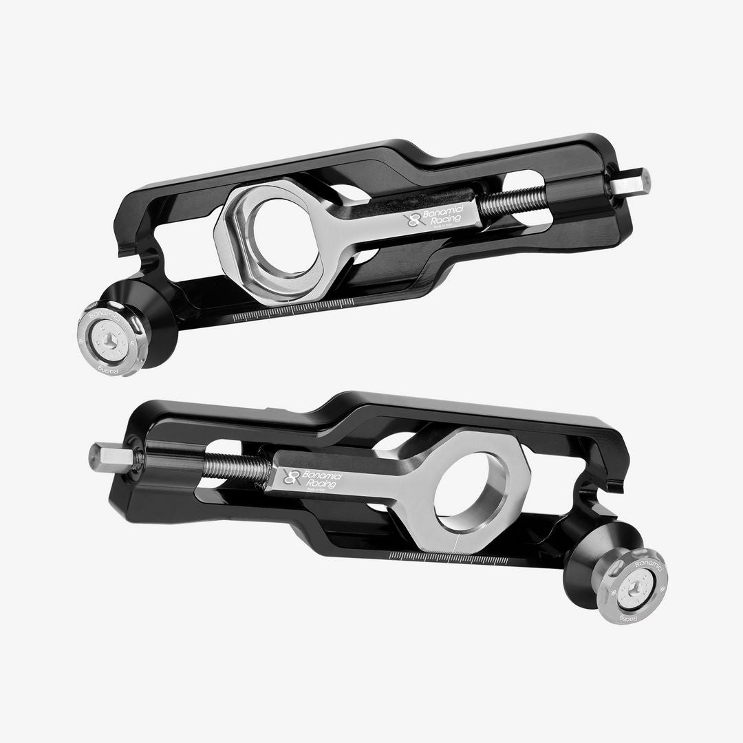 Bonamici Racing Chain Adjuster With Integrated EVO Standard Swingarms Spools - BMW S 1000 XR - M 1000 XR - SILVER