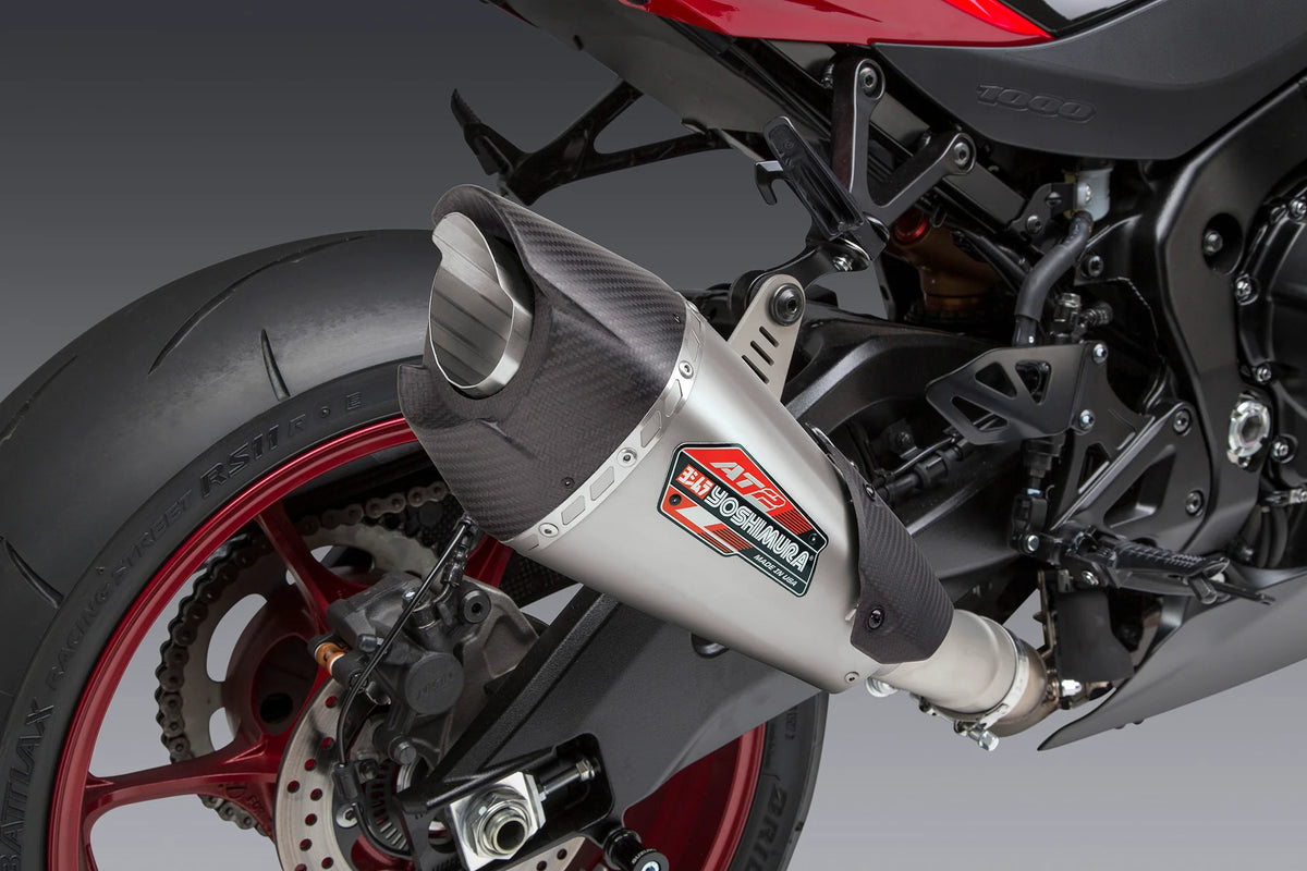 Yoshimura GSX-R1000 17-25 AT2 Stainless Slip-On Exhaust, W/ Stainless Muffler