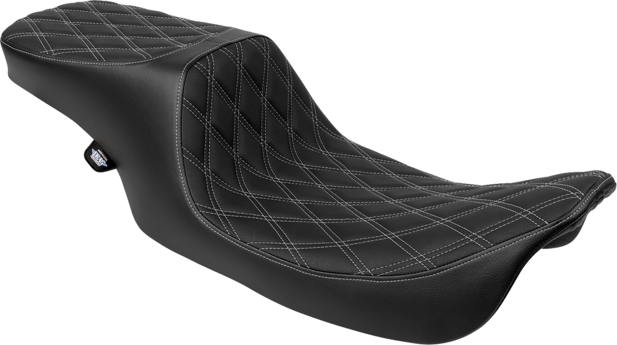 Drag Specialties Seats Predator 2-Up Seat - Vinyl - Double Diamond - Silver Stitching- W/O Backrest - FL '97-'07
