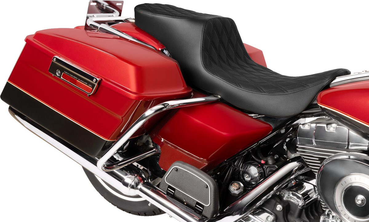 Drag Specialties Seats Predator 2-Up Seat - Vinyl - Double Diamond - Black Stitching- W/O Backrest - FL '97-'07
