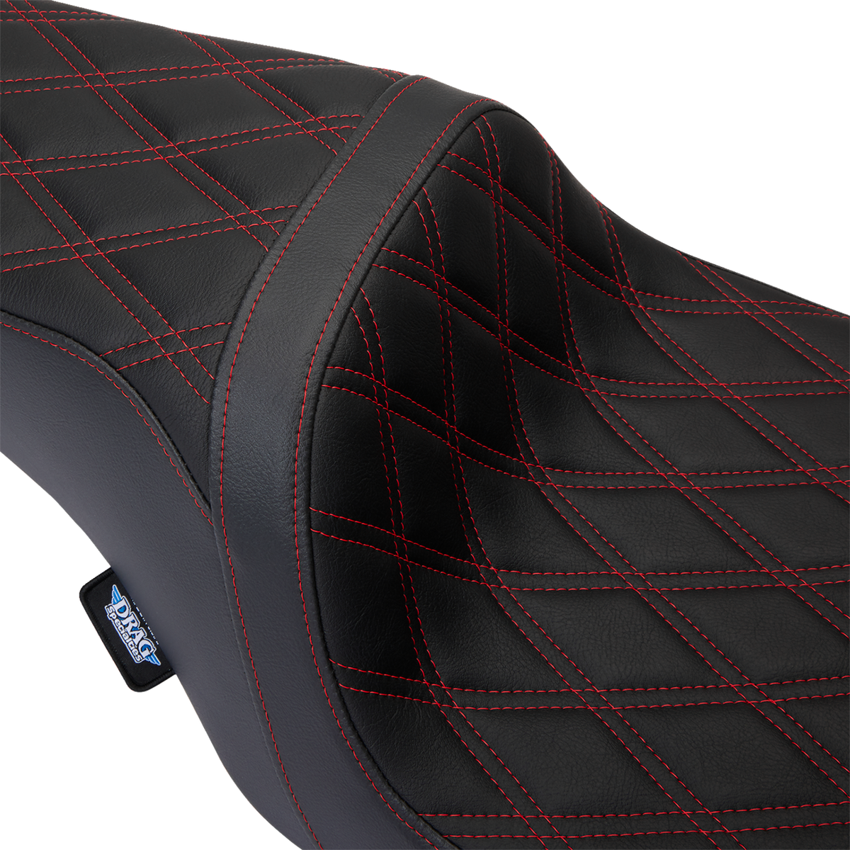 Drag Specialties Seats Predator 1Up Seat - Vinyl - Double Diamond Red Stitch - FLH '08-'23