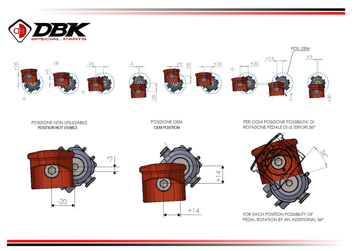 Ducabike DBK KPDM08 BMW R1300GS Touring Adjustable Pilot Footpegs Kit