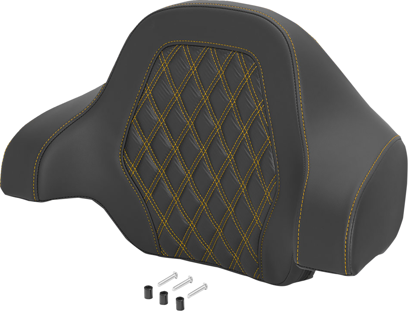 Saddlemen Deluxe Tour Pack Sissy Bar Pad - Black / Gold / Carbon Fiber / Gold Stitching / Lattice Stitched