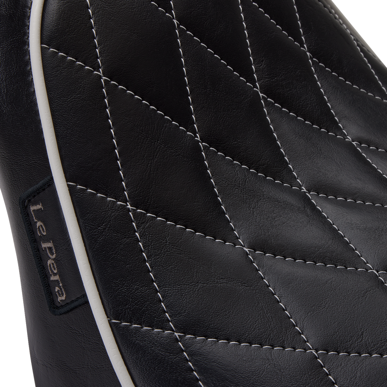 Le Pera Bare Bones Solo Seat - Diamond Stitch W/ White Stitching/Piping - Black - Softail '18-'23