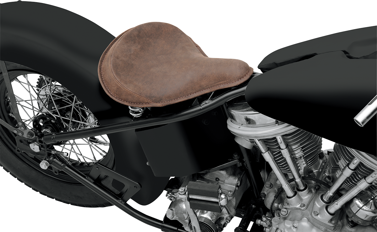 Drag Specialties Seats Seat - Spring Solo - Large - Distressed Brown Leather/Perimeter Stitch