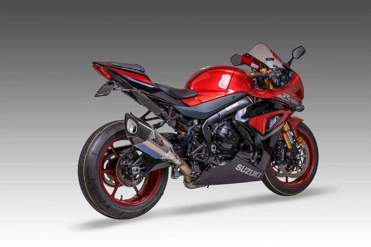 Yoshimura GSX-R1000 2017-25 R-11Sq Stainless Slip-On Exhaust, W/ Titanium Blue Sleeve