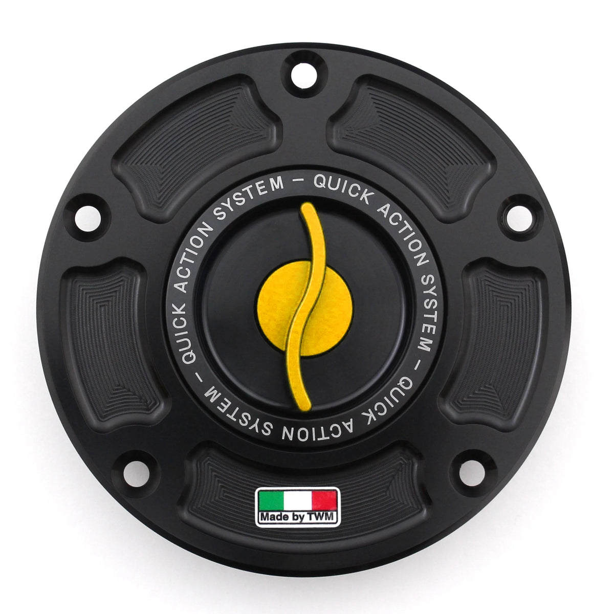 TWM CNC Aluminum Gas Cap / Fuel Cap with Gold Center Cap for Ducati Motorcycles