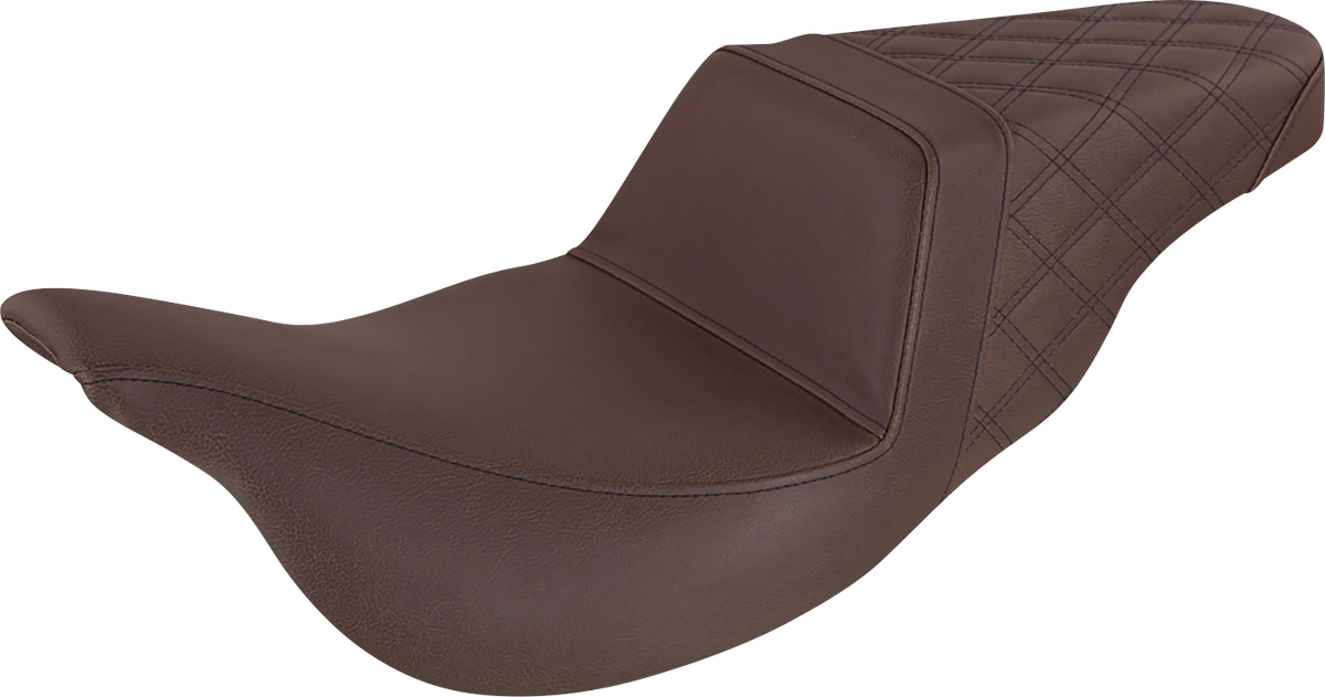 Saddlemen Step-Up Seat - Rear Lattice Stitch - Brown - FL '08-'24