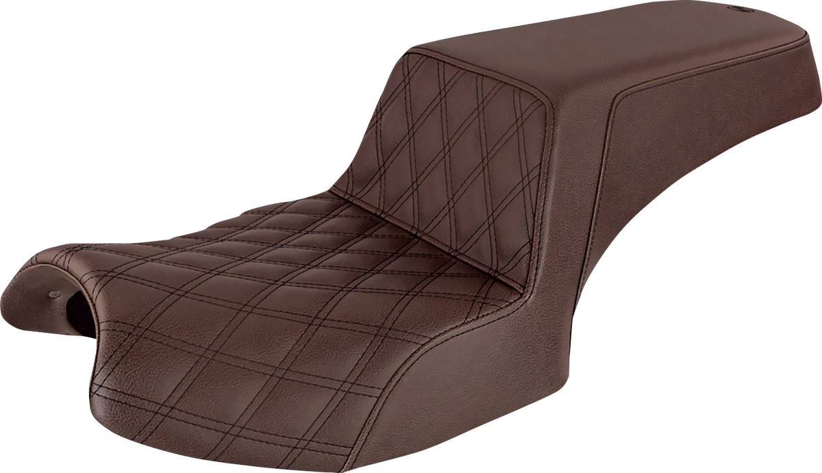 Saddlemen Step-Up Seat - Front Lattice Stitch/Rear Smooth - Brown - Challenger