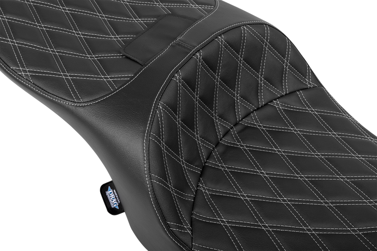 Drag Specialties Seats Freedom Seat - Black - Vinyl - Silver Double Diamond Stitch - FLT/FLH '23-'25