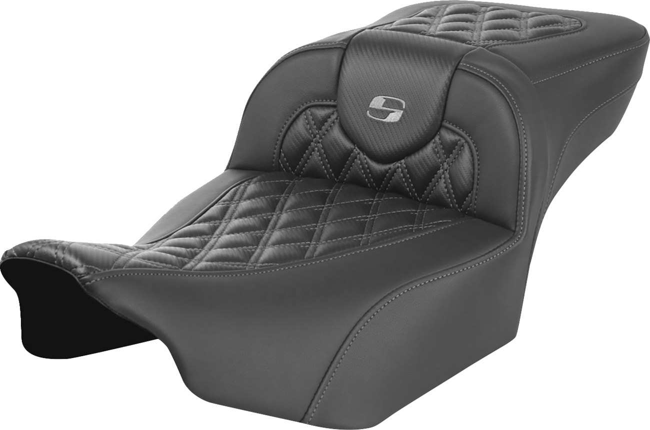 Saddlemen Roadsofa™ Extended Reach Seat - Without Backrest - Lattice Stitch - Dark Gray Stitch - FL/FX '23-'24